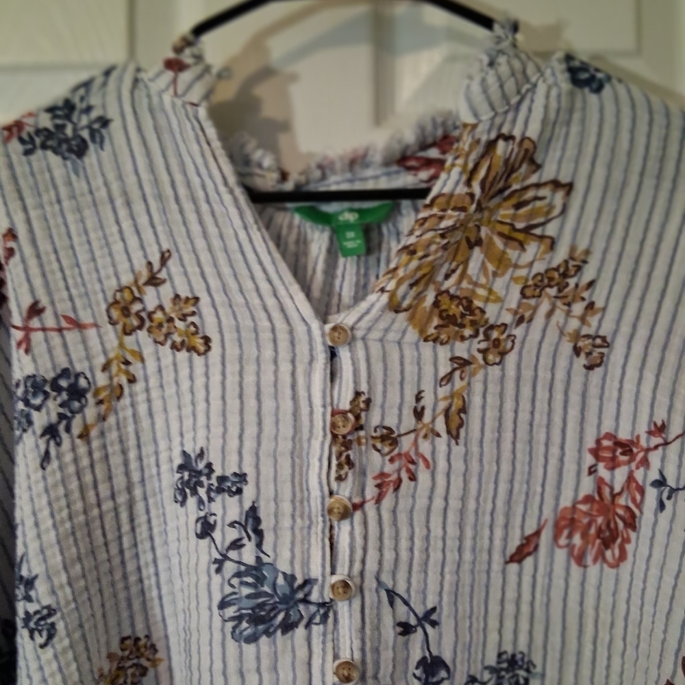 🔥Dip Floral Striped Blouse - Multicolor 3X PTP 28"
